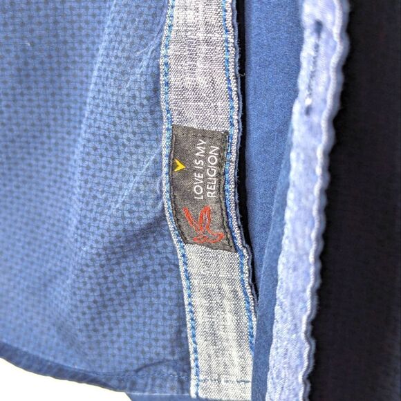 On the Road Traveler's Collection Cobalt Blue Button Down Dress Shirt size L - Picture 5 of 12